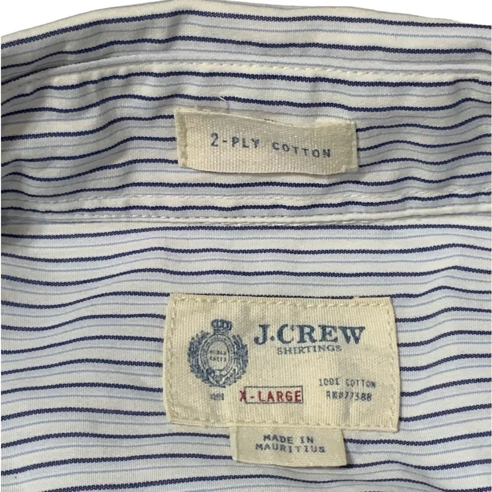J. Crew Mens Shirt Long Sleeve Button Up Dressy Casual Preppy Pinstripe Blue XL